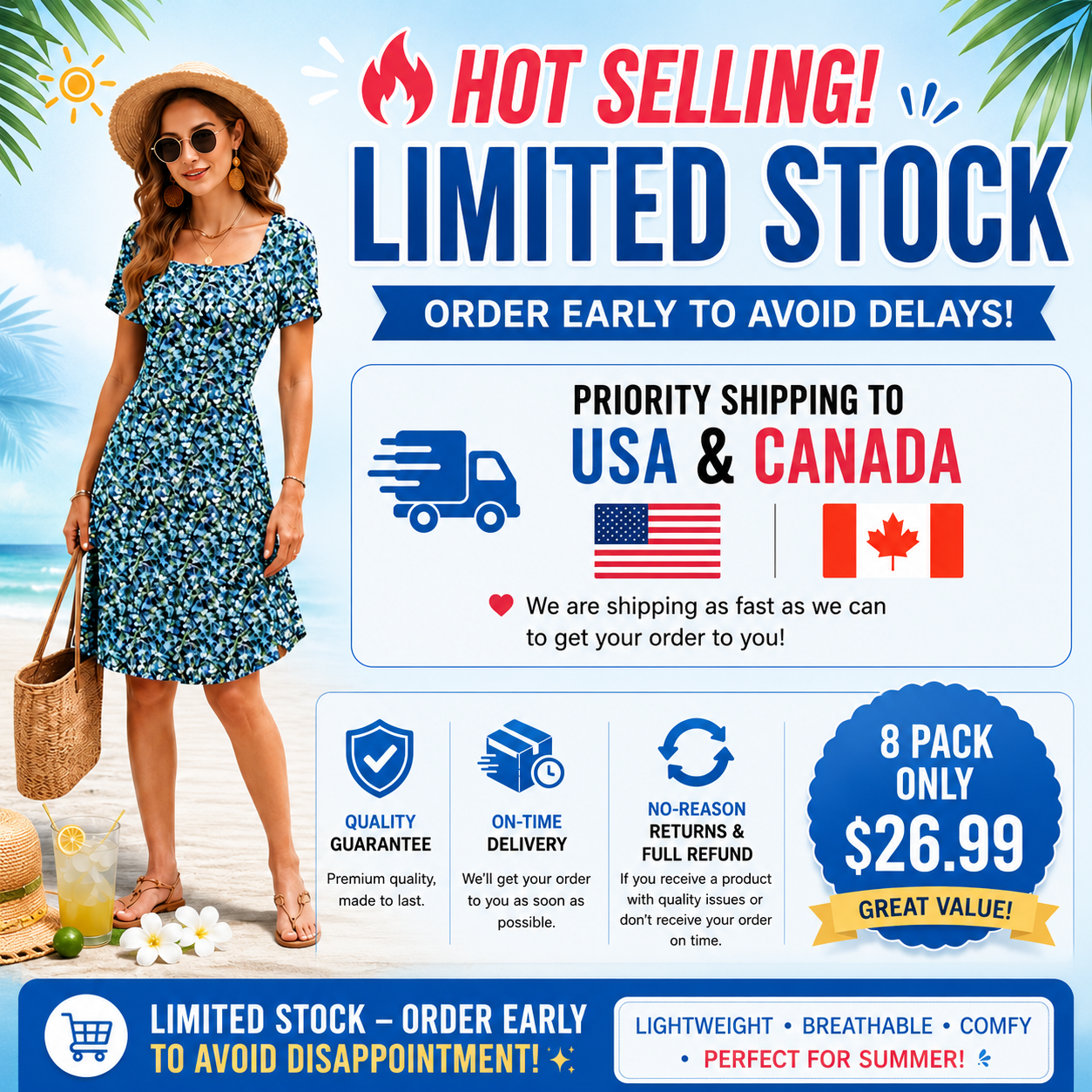 Women Square Neck Ditsy Floral Dress, Ruffle Empire Waist A-Line Sundress With Pockets