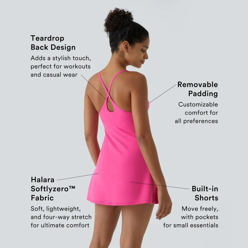 🔥 Viral Easy-Peezy Active Dress™ 💖 Backless • Buttery Soft • Built-In Shorts