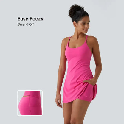 🔥 Viral Easy-Peezy Active Dress™ 💖 Backless • Buttery Soft • Built-In Shorts